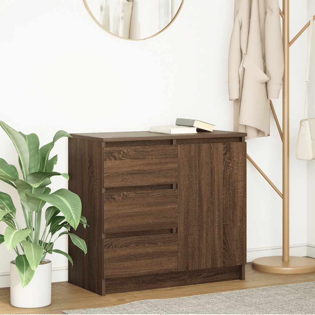 Sideboard with Drawer Brown Oak 71x35x65 cm Engineered Wood